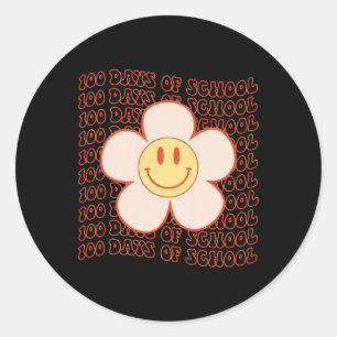 Groovy Happy Face 100 dagen van de school Schattig Ronde Sticker