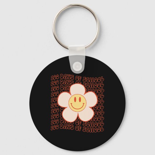 Groovy Happy Face 100 dagen van de school Schattig Sleutelhanger (Voorkant)