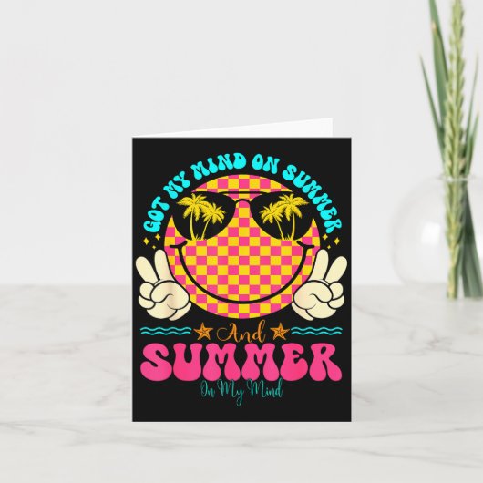 Groovy Happy Face Summer Vibes Got My Mind On Summ Kaart (Voorkant)