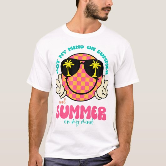 Groovy Happy Face Summer Vibes kreeg mijn gedachte T-shirt (Voorkant)