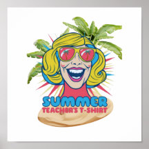 Groovy Happy Face Summer Vibes Poster voor docente