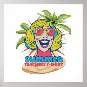 Groovy Happy Face Summer Vibes Poster voor docente