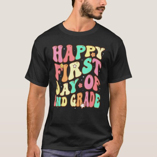 Groovy Happy First Day of 2nd Grade Welcome Back t T-shirt (Voorkant)