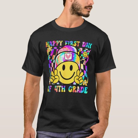 Groovy Happy First Day Of 4th Grade Boys Girls Kid T-shirt (Voorkant)