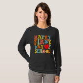 Groovy Happy First Day Of School Back To School Te T-shirt (Voorkant volledig)