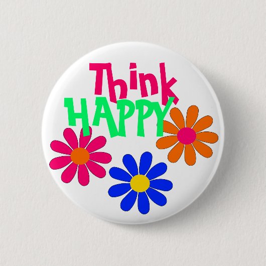 Groovy Happy Flowers Ronde Button 5,7 Cm (Voorkant)