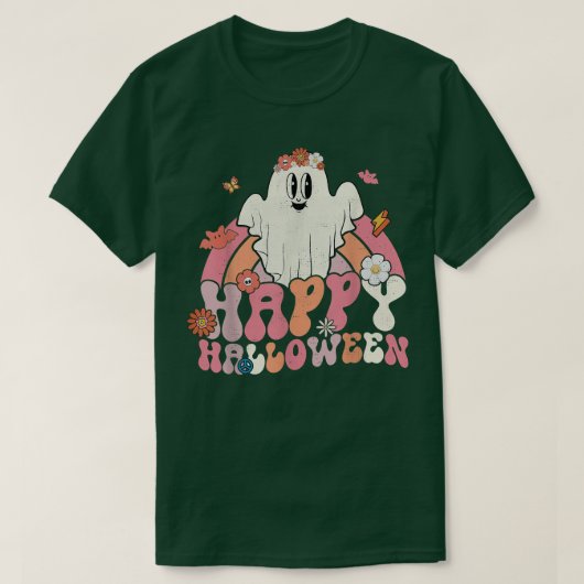 Groovy Happy Halloween Rainbow Cute Ghost Boo Spoo T-shirt (Design voorkant)