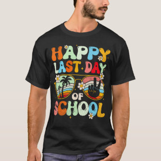 Groovy Happy Laatste dag van school leraar student T-shirt