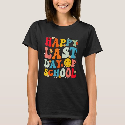 Groovy Happy Last Day of School Teacher Student Gr T-shirt (Voorkant)