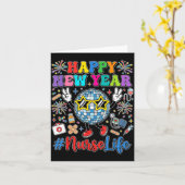 Groovy Happy New Year 2026 Nurse Life Disco Ball F Kaart (Gele Bloem)