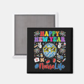 Groovy Happy New Year 2026 Nurse Life Disco Ball F Magneet (Voorkant / Achterkant)