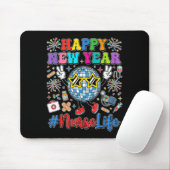 Groovy Happy New Year 2026 Nurse Life Disco Ball F Muismat (Met muis)