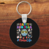 Groovy Happy New Year 2026 Nurse Life Disco Ball F Sleutelhanger (Voorkant)