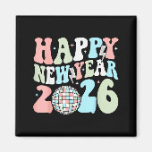 Groovy Happy New Year 2026 Party Cute New Years Ev Magneet (Voorkant)