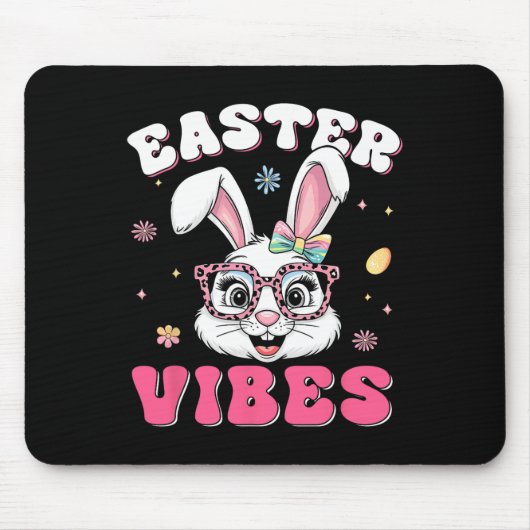 Groovy Happy Pasen Cute Bunny Rabbit Face Dames  Muismat (Voorkant)