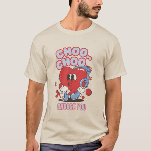 Groovy hart choo choo kies je valentijn t-shirt (Voorkant)