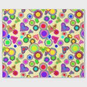 Groovy Harten Bloemen Cadeaupapier (Vlak)