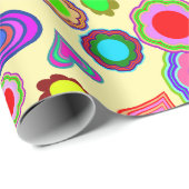 Groovy Harten Bloemen Cadeaupapier (Rol Hoek)