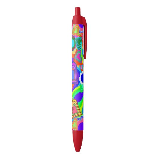 Groovy Harten Bloemen Zwarte Inkt Pen (Achterkant (Verticaal))