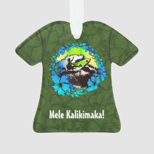 Groovy Hawaiian Surfer 1960 Retro Aloha Shirt Ornament