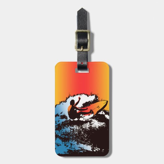 Groovy Hawaiian Surfer 1960's Retro Graphic Bagagelabel (Voorkant verticaal)