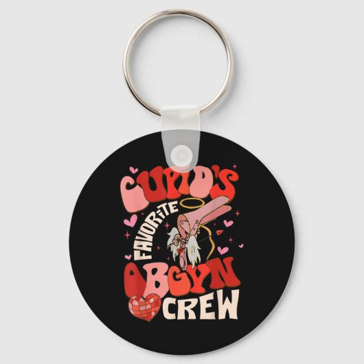 Groovy Heart Disco Cupids Favoriete Obgyn Crew Val Sleutelhanger (Voorkant)
