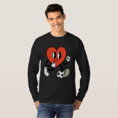 Groovy Heart Playing Soccer Valentine's Day Soccer T-shirt (Voorkant volledig)