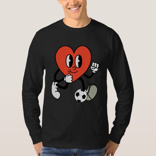 Groovy Heart Playing Soccer Valentine's Day Soccer T-shirt (Voorkant)