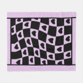 Groovy Heart Shape Checkerboard, Y2K 90s Fleece Deken (Voorkant (Horizontaal))