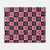 Groovy Heart Shape Checkerboard, Y2K 90s Fleece Deken (Voorkant (Horizontaal))