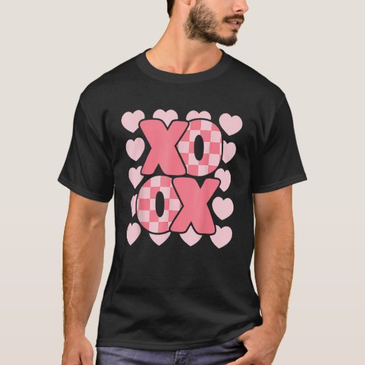 Groovy Heart Valentine's Day For Couple Xoxo Valen T-shirt (Voorkant)