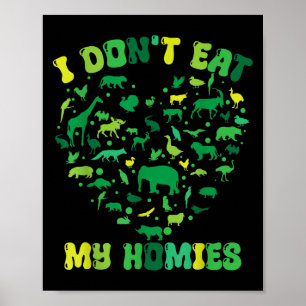 Groovy Heart Vegetarisch Ik eet mijn homies niet V Poster