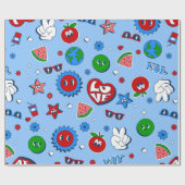 Groovy Heart Watermelon Earth valentijn jaren 60 Cadeaupapier (Vlak)