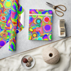 Groovy Hearts Bloemen Cadeaupapier