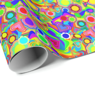 Groovy Hearts Bloemen Cadeaupapier