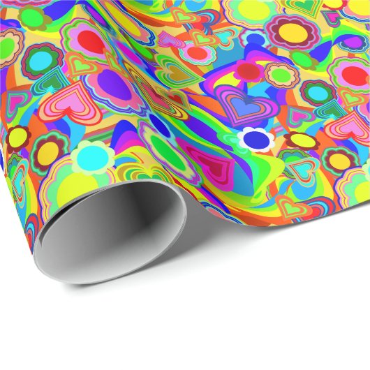Groovy Hearts Bloemen Cadeaupapier (Rol Hoek)