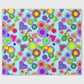 Groovy Hearts Bloemen Cadeaupapier (Vlak)