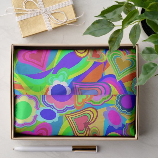 Groovy Hearts Bloemen Tissuepapier (Geschenk)