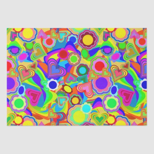 Groovy Hearts Bloemen Tissuepapier (Voorkant)