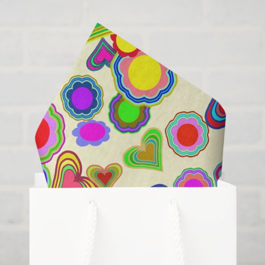 Groovy Hearts Bloemen Tissuepapier (Cadeauzakje)
