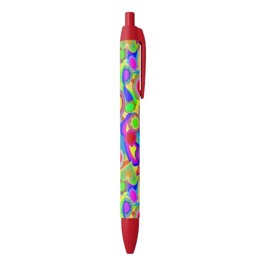 Groovy Hearts Bloemen Zwarte Inkt Pen (Achterkant (Verticaal))