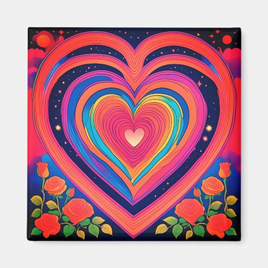 Groovy Hearts & Galactische Rozen Magneet (Voorkant)