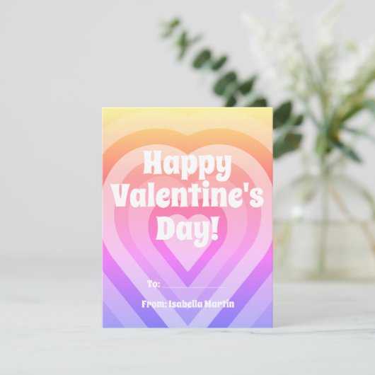 Groovy Hearts Kinder Klaslokaal Valentijnsdag Feestdagenkaart (Staand voorkant)