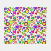 Groovy Hearts Kleurrijke Bloemen Fleece Deken (Voorkant (Horizontaal))