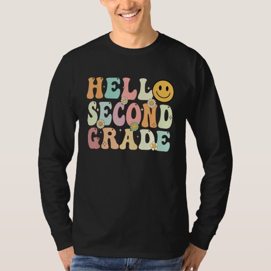 Groovy Hello 2nd Second Grade Back To School Teach T-shirt (Voorkant)