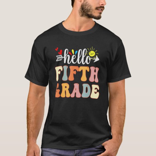 Groovy Hello 5th Grade  Back To School Teacher Kid T-shirt (Voorkant)