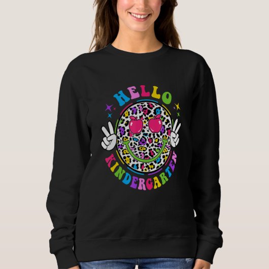 Groovy Hello Kindergarten Vibes Retro Teacher Back Trui (Voorkant)