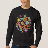Groovy Hello Preschool Vibes Retro Teachers Back T Trui (Voorkant)