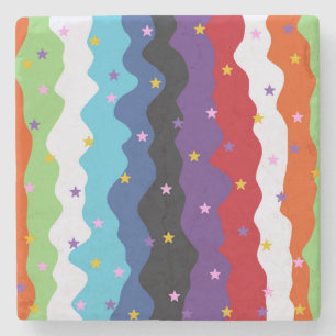 Groovy Hemel Streep Vet Kleurrijk Abstract Stenen Onderzetter