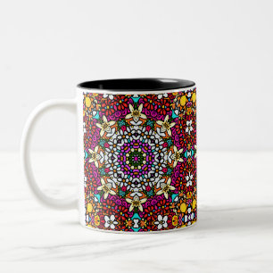 Groovy Hemelse Bloemenkracht Tweekleurige Koffiemok